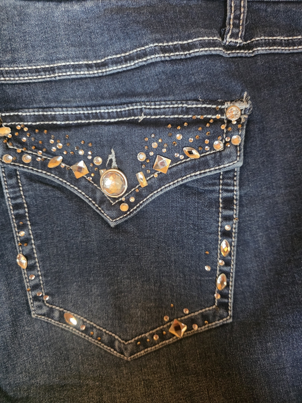 Csto Dark Embellished Denim Capri Jeans 24W Girls Night Out Y2K Style - Picture 11 of 14